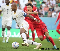 Skipper Andre Dede Ayew fends off an opponent