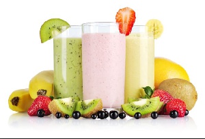Smoothies made from a variety of fruits.