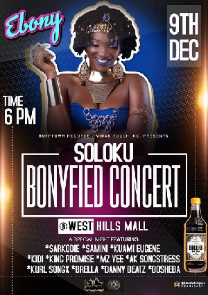 Ebony will be supported by Samini, Kidi, Kuame Eugene and others on Dec. 9