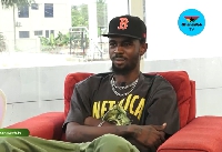 Black Sherif seated during an interview on GhanaWebTV's Talkertainment