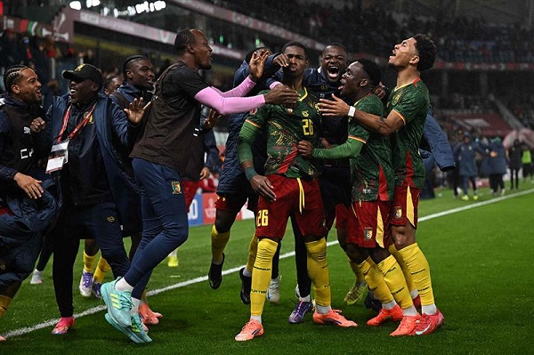 Cameroon players celebrating at the AFCON
