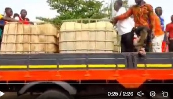 The tanks of fuel which were allegedly heading to a galamsey site