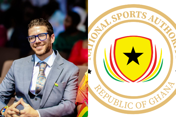 JKG AI CEO Kevin Frey and logo of the National Sports Authority