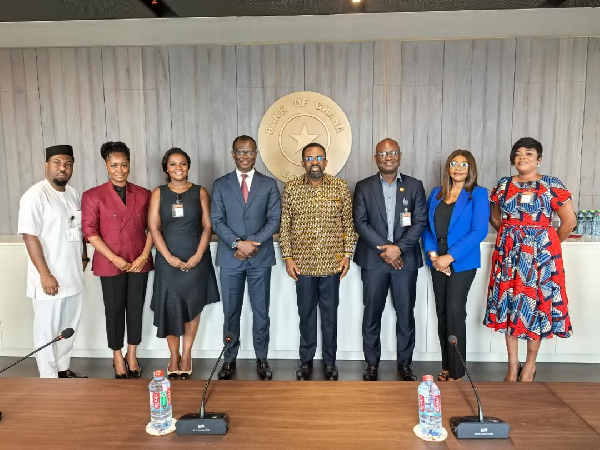 Dr. Baidoo (3rd from right) in a group picture with the Governor, Dr. Asiama and management memebrs