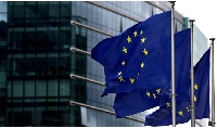 European flags fly outside  European Commission headquarters in Brussels, Belgium on Sept 20, 2023