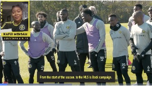 Kafui Mensah breaking the news to Columbus Crew players