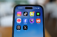 Instagram, TikTok, Snapchat and other applications seen displayed on a phone