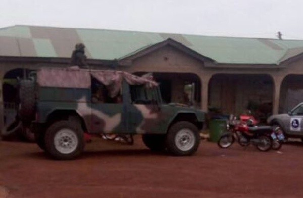 Vehicle of Military personnel guarding the Zoomlion offices
