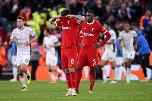Liverpool duo Dominik Szoboszlai (number 8) and Ibrahima Konaté (number 5)