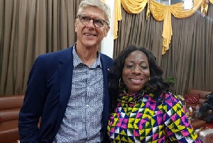 Wenger with Catherine Afeku at the Airport