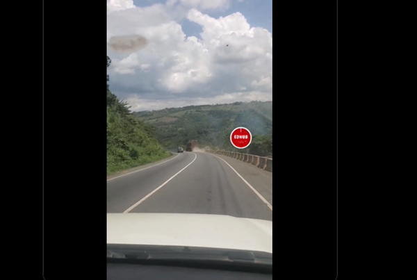 The truck rammed into the concrete barriers before eventually crashing