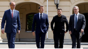 Volodymyr Zelenskyy waits to meet Ecumenical Patriarch Bartholomew at St George’s Church in Istanbu