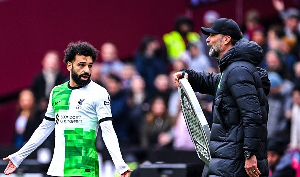 Salah and Klopp clashed during Liverpool's 2-2 draw with West Ham