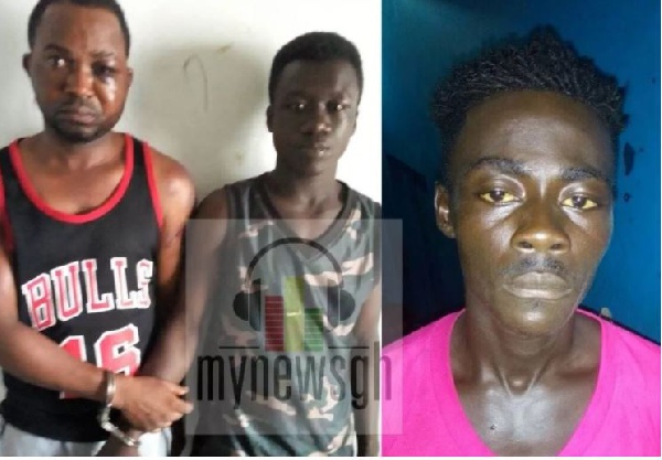 Three of the four suspects arrested for robbing victim of her money and other belongings at Tafo