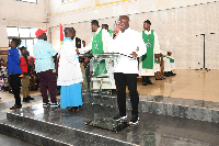 NPP Flagbearer Dr. Bawumia addressing the congregation