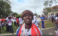 NPP supporters at the premises of Parliament clad in party colors