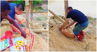 Shots of the Chinese nationals performing the sacrifice at a galamsey site