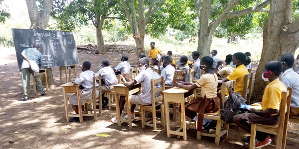 File photo of one the schools under trees in Ghana