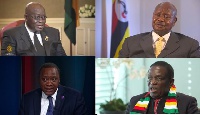 Presidents Nana Addo Dankwa Akufo-Addo, Yoweri Museveni, Uhuru  Kenyatta and Emmerson Mnangagwa