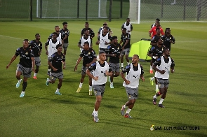 Black Stars players during a training session