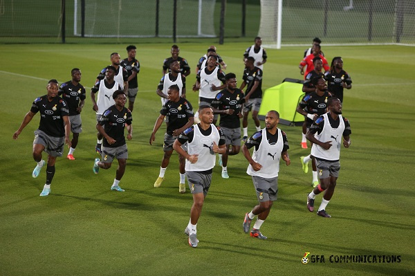 Black Stars players during a training session
