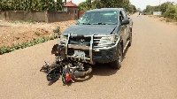 Toyota Hilux double cabin pick up numbered GV 444-11 and  the motorbike of the victim