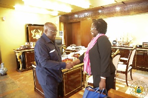 President Akufo-Addo with Mrs Elsie Awadzi