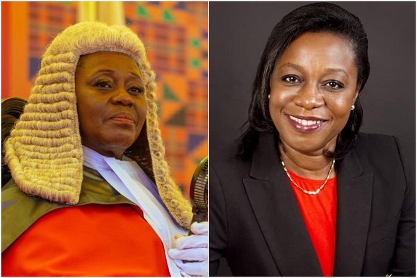 Chief Justice Gertrude Torkornoo (L) and Judicial Secretary Pamela Koranteng