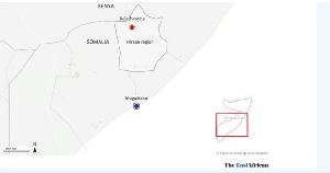 Map showing Beledweyne, capital of Hiraan region in Somalia, where Shabaab gunmen attacked a hotel