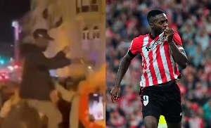 Watch as hundreds of Athletic Bilbao fans chant Inaki Williams’ name