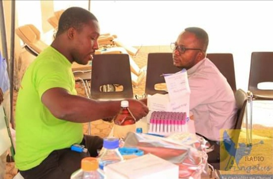 An individual donating blood during the exercise