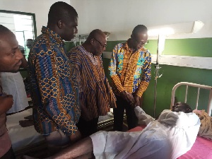 The regional Minister Alhaji Alhassan Sulemana visited some accident victims at the hospital
