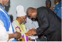 President Mahama in an handshake with a Chief