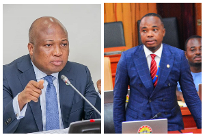 A photo collage of Samuel Okudzeto Ablakwah and Frederick Addy