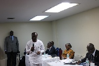 Finance Minister (in white with mic) addressing the function
