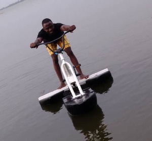 Frank Darko on his new 2019  water bicycle