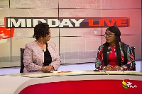 Mrs. Esua-Mensah [L] and Mrs. Ayoade signed the agreement on TV3 Midday Live on Feb. 26, 2018