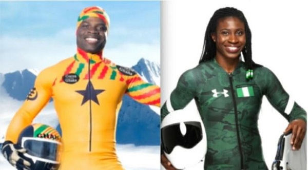 Akwesi Frimpong (L) and Nigeria's Simidele Adeagbo are Africans first male and female skeletons