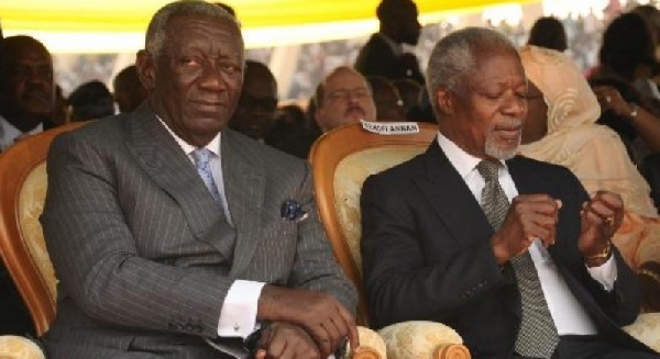 Former President, John Kufuor[L] and Kofi Annan former UN Secretary General