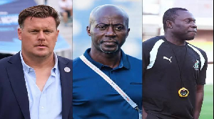 L-R: Kim Lars Björkegren, Ibrahim Tanko and Godwin Attram are Black Stars interim coaches