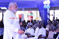 Former President Jerry John Rawlings got the staff and dignitaries laughing most of the time