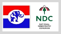 Flags of the NPP (L) and the NDC
