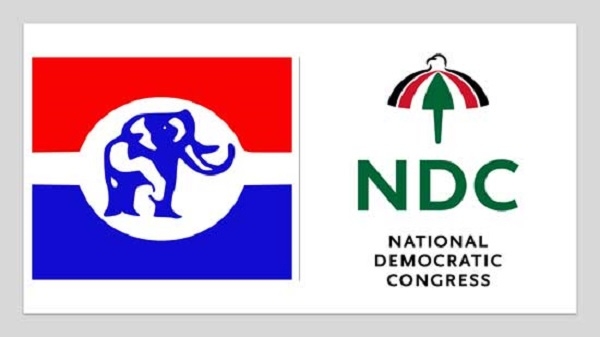 Flags of the NPP (L) and the NDC