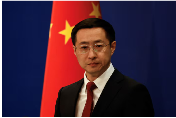 Chinese Foreign Ministry spokesperson Lin Jian attends a press conference in Beijing, China April 10