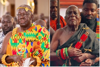 Otumfuo Osei Tutu II (L) has removed the Paramount Chief of Kenyase No. 2, ending his 89-year reign
