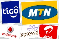 Logos of various telcos operating in Ghana.