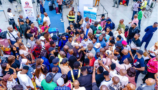 File photo of stranded passengers at Nnamdi Azikiwe International Airport, Abuja