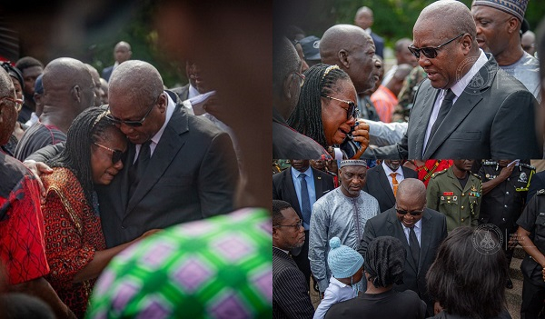 President Mahama comforting the woman during the event [Image Credit: GBC Ghana]