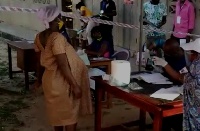 The 40-year-old pregnant woman cast her vote at Kofi Gya in the Suhum Constituency