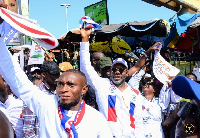 NPP PC for Odododiodio and NAPO responding to cheers from the crowd